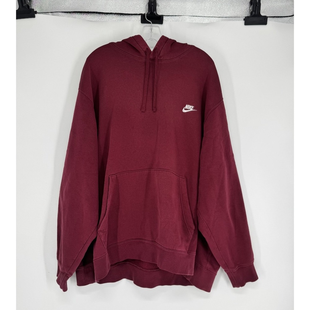 Nike Sportswear Club Fleece Hoodie Mens 4XL Burgundy Maroon Sweatshirt Pullover
